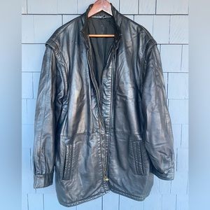 Vintage Bally Italy Black Lambskin Long Leather Jacket 38 M